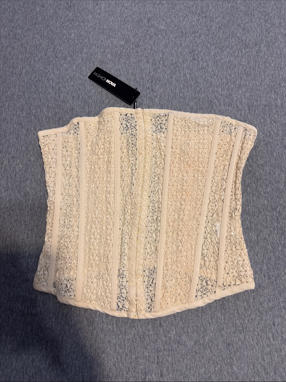 Fashion Nova Lace Corset Top in Cream